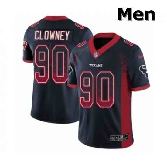 Men Nike Houston Texans 90 Jadeveon Clowney Limited Navy Blue Rush Drift Fashion NFL Jersey